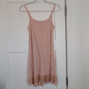 Blush Textured Lace Hem Mini Dress Size Small